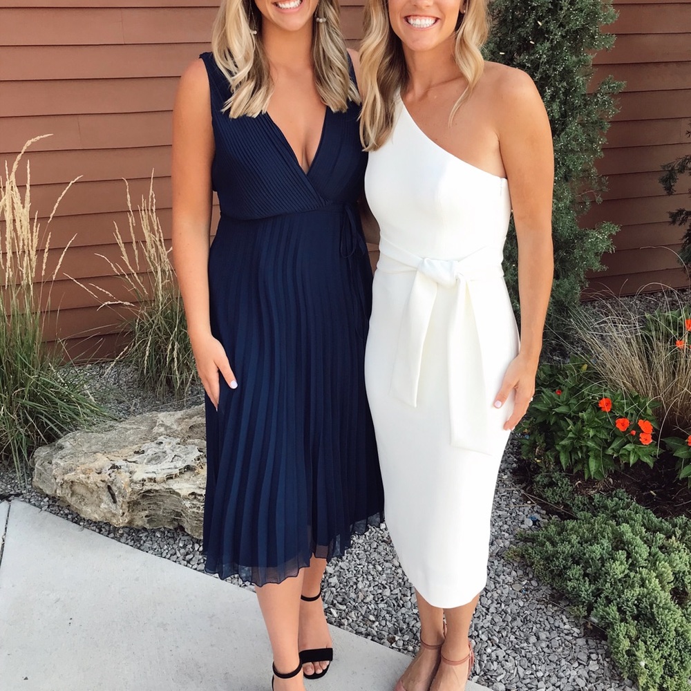 Size 8 ASOS Navy Blue Wrap MIDI Dress